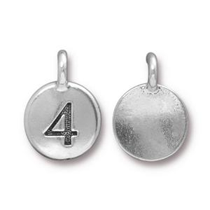 TierraCast Number 4 Charm - Antique Silver