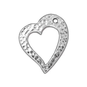 TierraCast Hammertone Heart ~ Bright Silver Rhodium
