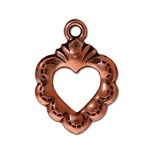 TierraCast Sacred Heart Charm ~ Antique Copper