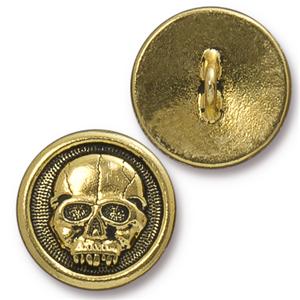 TierraCast Scary Skull Button ~ Antique Gold
