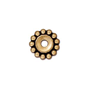 TierraCast 12mm Beaded Large Hole Bead ~ Antique Gold
