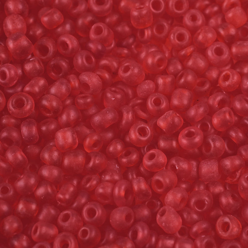 3mm Frosted Glass Seed Beads ~ Red ~ 20g