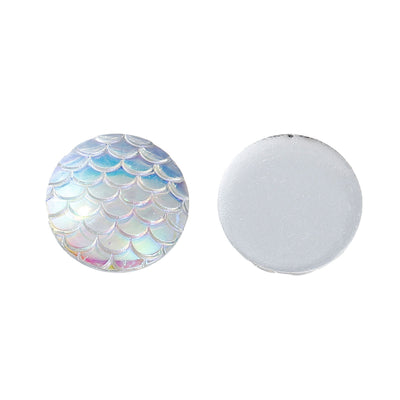 Resin Mermaid-Fish Scale Cabochon ~ White AB ~ 20mm