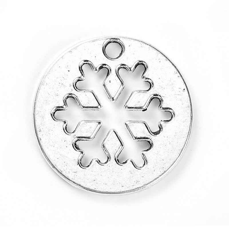 1 x Antique Silver Snowflake Pendant ~ 24mm ~ Lead and Nickel Free