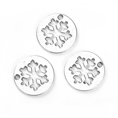 1 x Antique Silver Snowflake Pendant ~ 24mm ~ Lead and Nickel Free