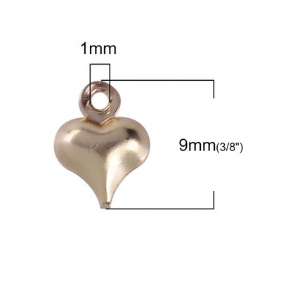 6mm Gold Plated Copper Heart Charms ~ Pack of 10