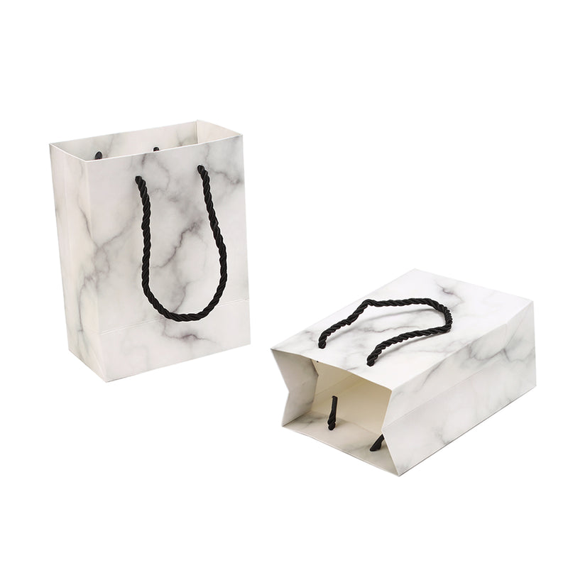 Paper Gift Bag ~ 15x11cm ~ White Marble Print