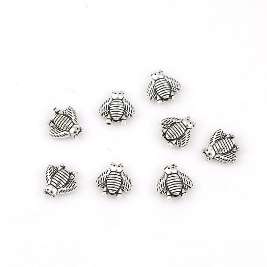 5 x Antique Silver Bee Beads ~ 10mm