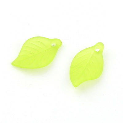 18x11mm Acrylic Leaf Charms ~ Frosted Grass Green ~ Pack of 20
