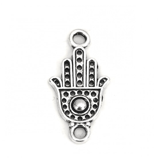 20x10mm Antique Silver Hamsa Hand Connector ~ Buy One Get One Free!