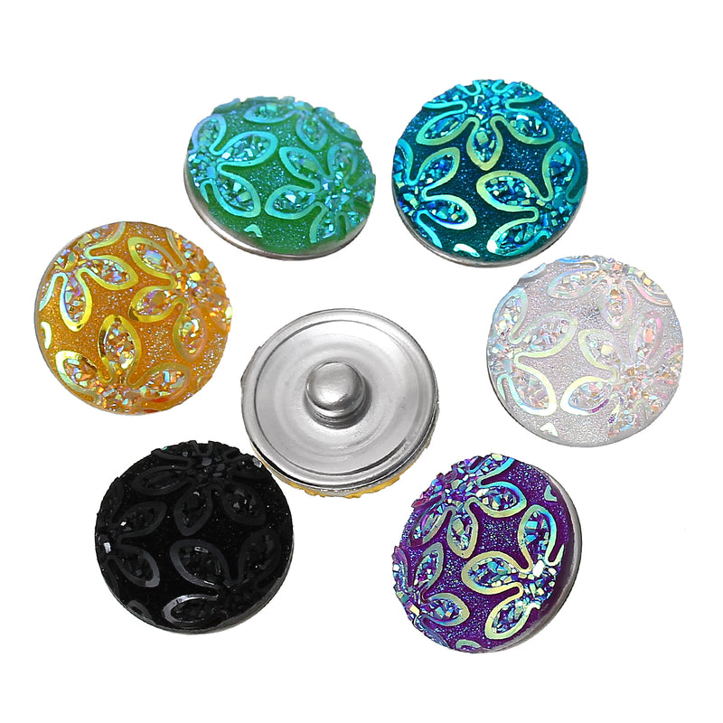 3 x Resin Snap Buttons ~ 18mm ~ Mixed