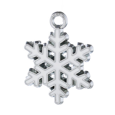 White Enamel Snowflake Charm ~ 24x19mm