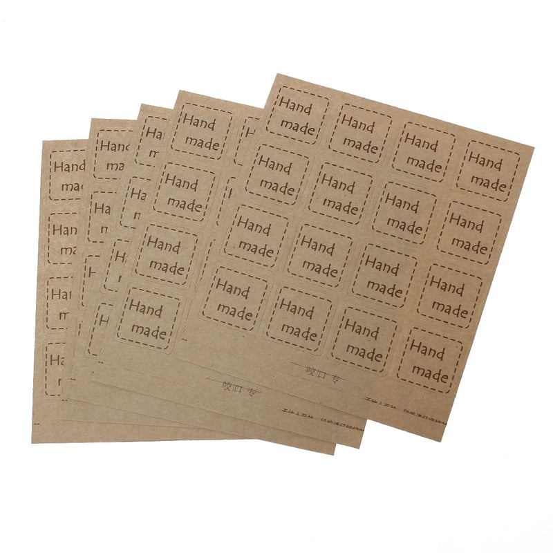 1 Sheet x Paper Label Stickers "Handmade" ~ 27x27mm ~ 16 pcs-sheet