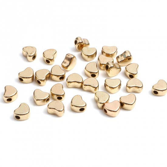 7x6mm Gold Plated Side Drilled Heart Beads ~ Pack of 10