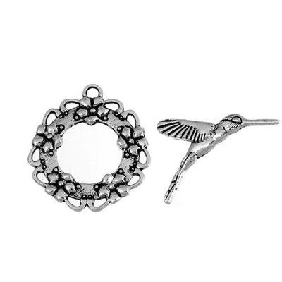 1 x Antique Silver Plated Hummingbird Clasp