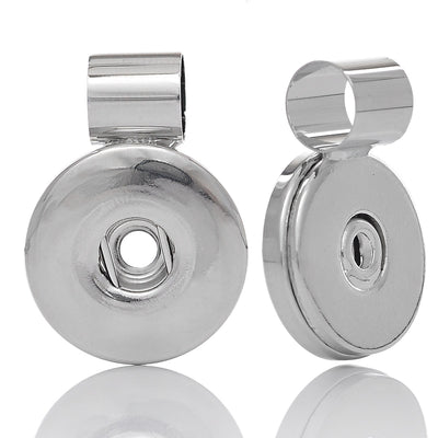 Silver Tone Snap Button Pendant ~ 27x19mm - Takes 18-20mm Snap Buttons