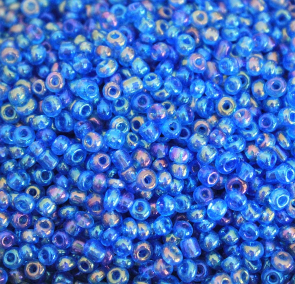 3mm Glass Seed Beads ~ Rainbow Blue ~ 20g