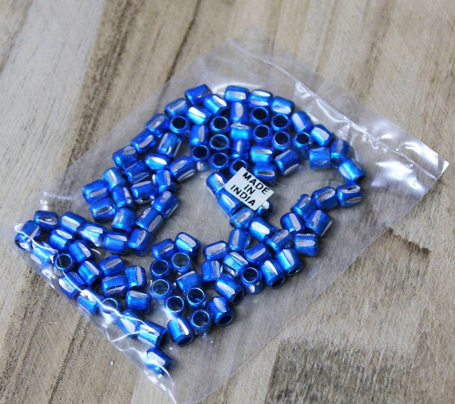 Chiseled Metal Bead ~ 6mm ~ Blue ~ approx. 100 beads