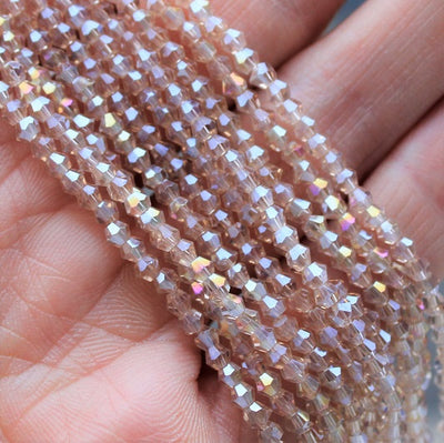 1 Strand of 2mm Glass Bicones ~  Beige AB ~ approx. 200 beads