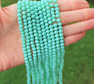 6x5mm Faceted Glass Rondelle Beads ~ Opaque Turquoise ~ approx. 87 beads
