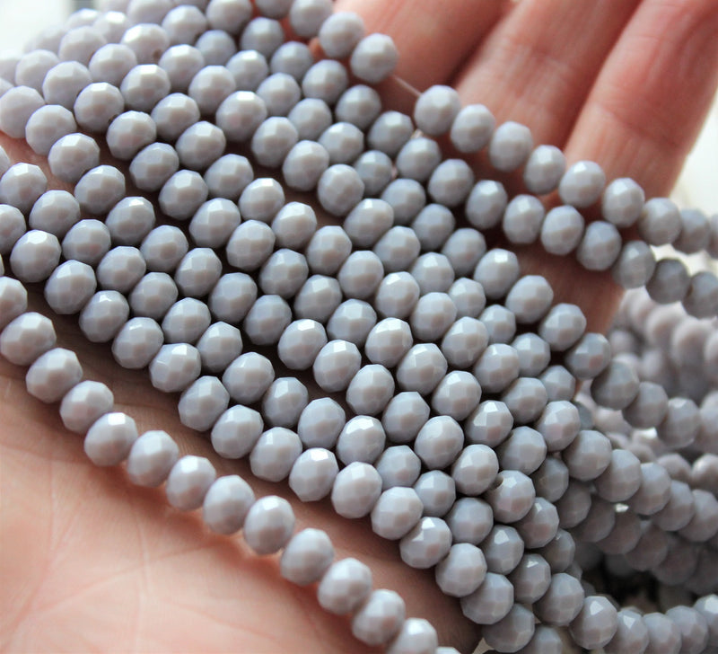 6x5mm Faceted Glass Rondelle Beads ~ Opaque Grey ~ approx. 87 beads