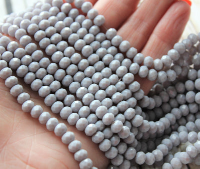 6x5mm Faceted Glass Rondelle Beads ~ Opaque Grey ~ approx. 87 beads