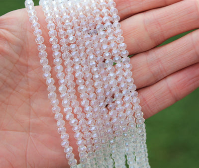 1 Strand of 4x3mm Faceted Glass Rondelle Beads ~ Lustred Crystal ~ approx. 123 beads