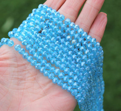 6x5mm Faceted Glass Rondelle Beads ~ Lustred Sky Blue ~ approx. 85 beads