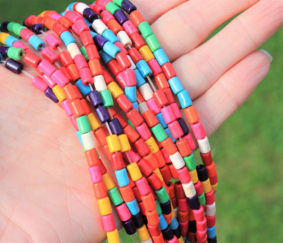 6x4mm Synthetic Turquoise Tube Beads ~ Mixed Colours ~ approx. 64 beads/string