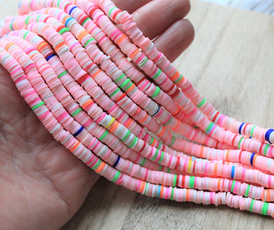 1 Strand of 6mm Polymer Clay Katsuki Beads ~ Strawberry Ice Cream Mix ~ approx. 290-320 beads