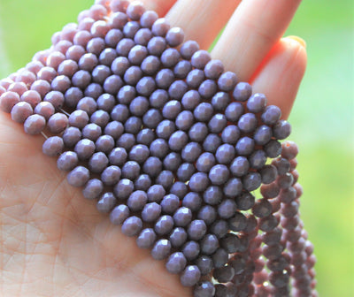 1 Strand of 6x5mm Faceted Glass Rondelle Beads ~ Opaque Dusty Purple ~ approx. 87 beads