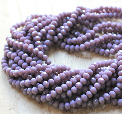 1 Strand of 6x5mm Faceted Glass Rondelle Beads ~ Opaque Dusty Purple ~ approx. 87 beads