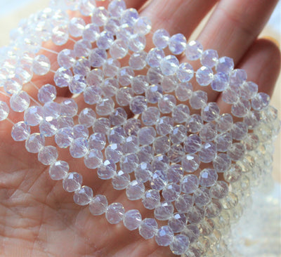 8x6mm Faceted Glass Rondelle Beads ~ Imitation Opalite ~ approx. 68 beads
