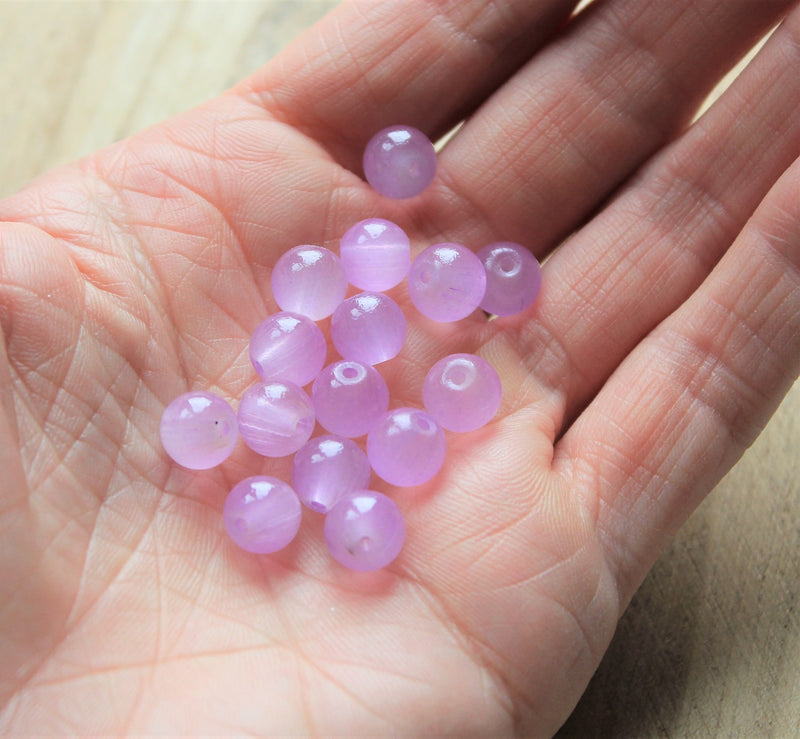 8mm Round Jade Style Glass Beads ~ Lt. Violet ~ 20 beads