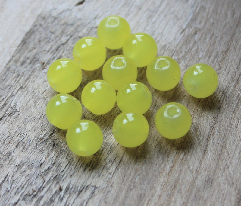 8mm Round Jade Style Glass Beads ~ Yellow ~ 20 beads