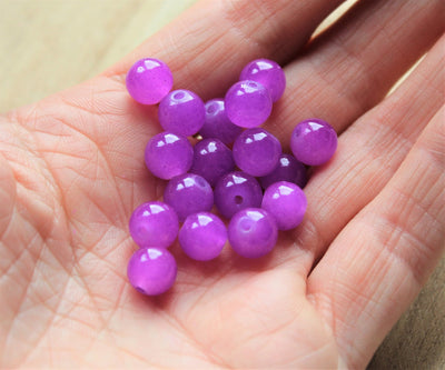 8mm Round Jade Style Glass Beads ~ Purple ~ 20 beads