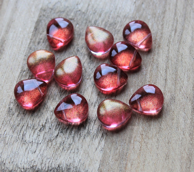 12.5mmx10.5mm Spray Painted Top Drilled Briolette Beads ~ Red ~ Pack of 4