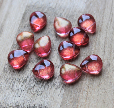 12.5mmx10.5mm Spray Painted Top Drilled Briolette Beads ~ Red ~ Pack of 4