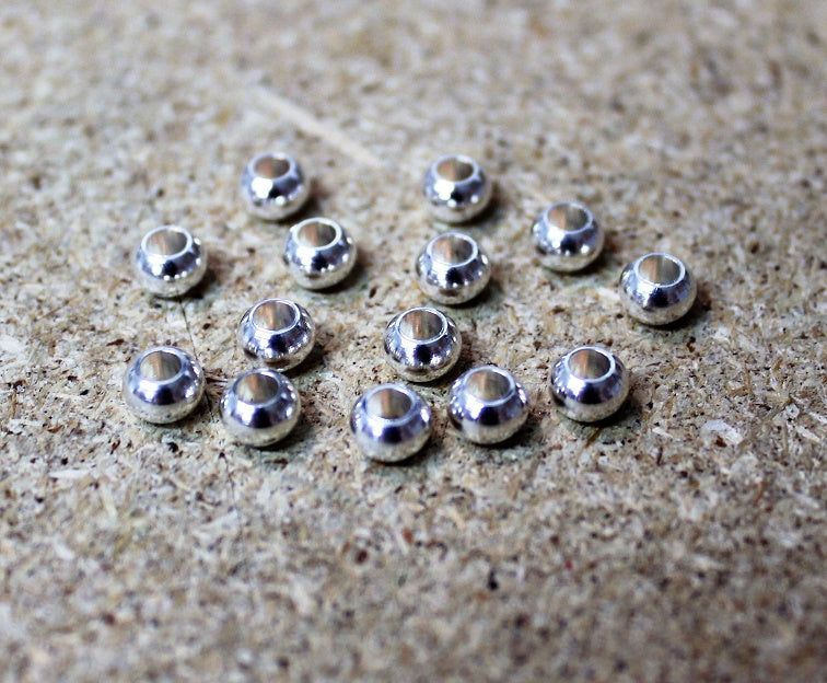 20 x 4mm Silver Plate Brass Round Beads
