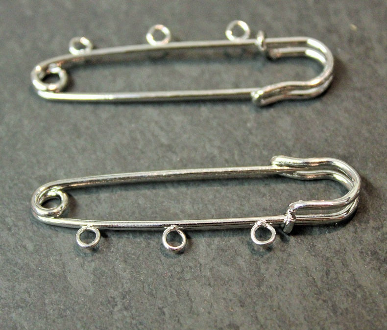 1 x Safety Pin ~ 3 Loops ~ Made in the UK ~ Silver Plated