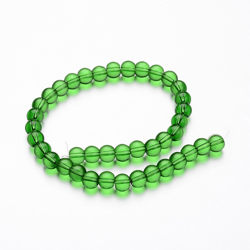 1 Strand of 4mm Glass Beads ~ Green ~ approx. 80 beads