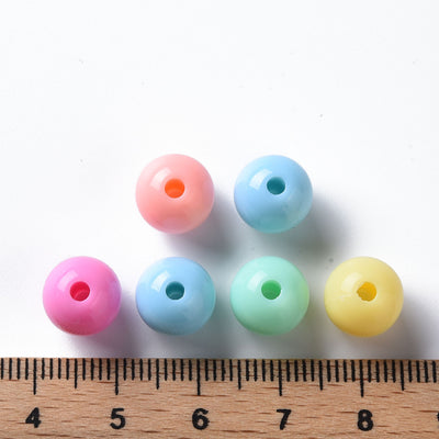 10mm Round Acrylic Beads ~ Mixed Opaque Colours ~ 40 Beads