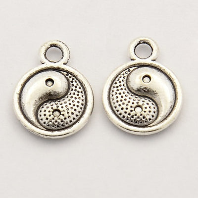 1 x Yin Yang Charm ~ Antique Silver ~ 10mm ~ Lead and Nickel Free
