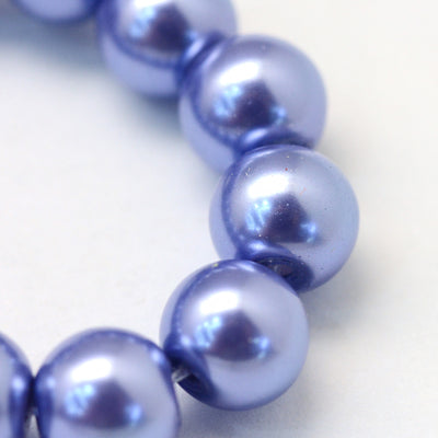 1 Strand of 8mm Round Glass Pearls ~ Light Lilac ~ approx. 105 beads