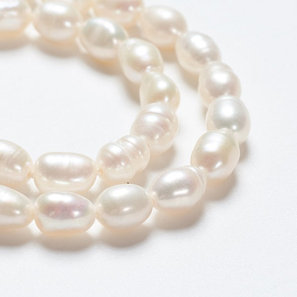 6x7mm White Freshwater Rice Pearls ~ Grade A ~ approx. 27 pearls