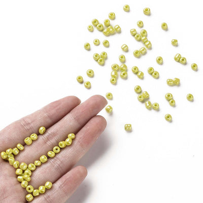 4mm Seed Beads ~ 20g ~ Opaque Lustred Yellow