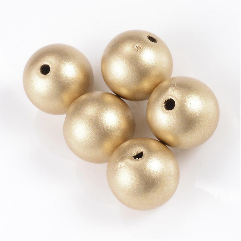 10mm Round Acrylic Beads ~ Matte Gold ~ Pack of 20