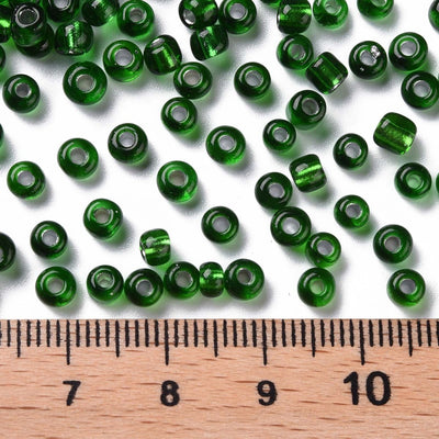 4mm Seed Beads ~ 20g ~ Silver Lined Green
