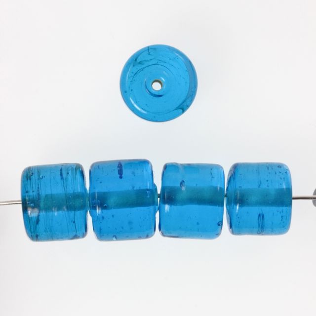 10 x Drum Glass Beads 12mm ~ Transparent Turquoise