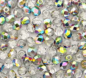 50 Czech Glass Fire Polish 3mm: Vitral - Crystal